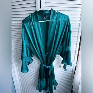 Victoria’s Secret Dark Green Satin Robe